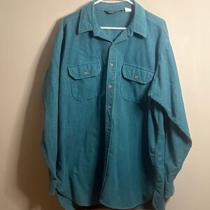 Vintage Lands’End  Teal Button-Up Flannel Shirt XXL